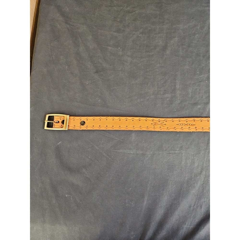 Light Brown‎ Belt Women's Size S/M Gold Buckle Casual Western Aztec - Picture 2 of 9